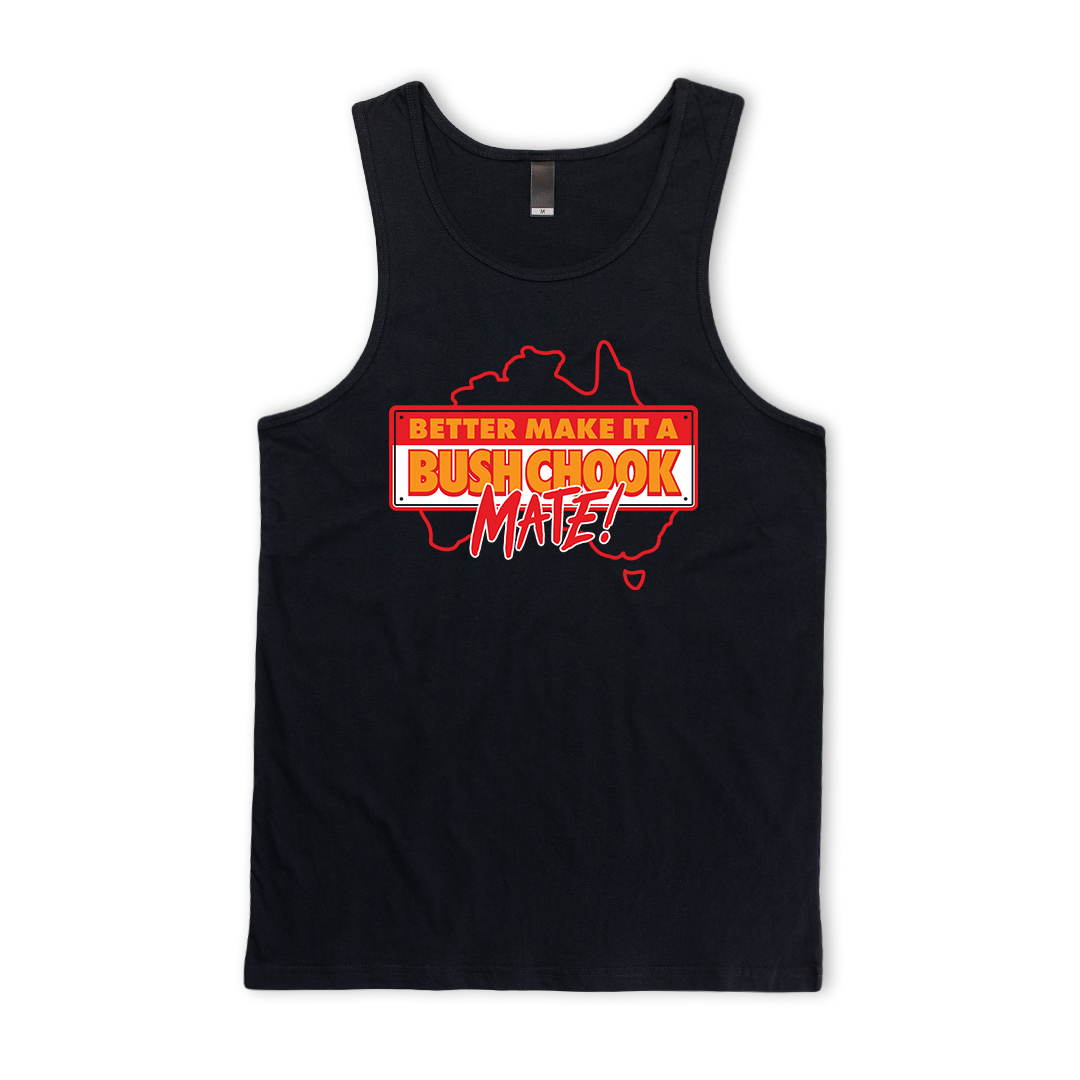 Bush Chook MATE! Singlet Black