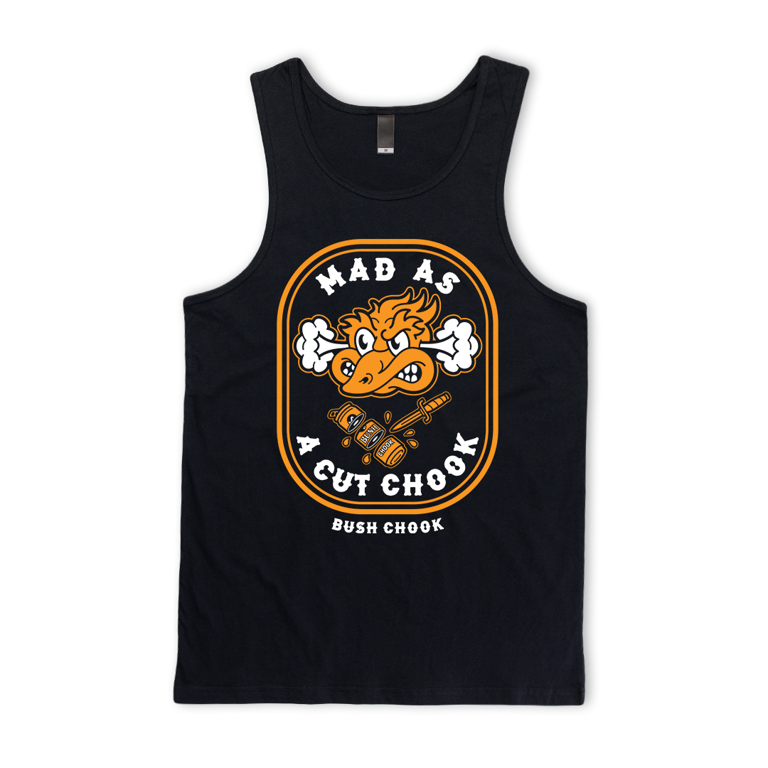 Mad As A Cut Chook Singlet Black