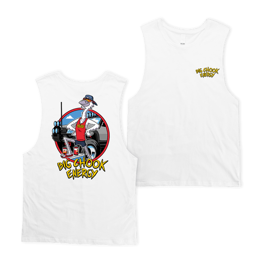 Big Chook Energy Muscle Tee White Muscle Bush Chook