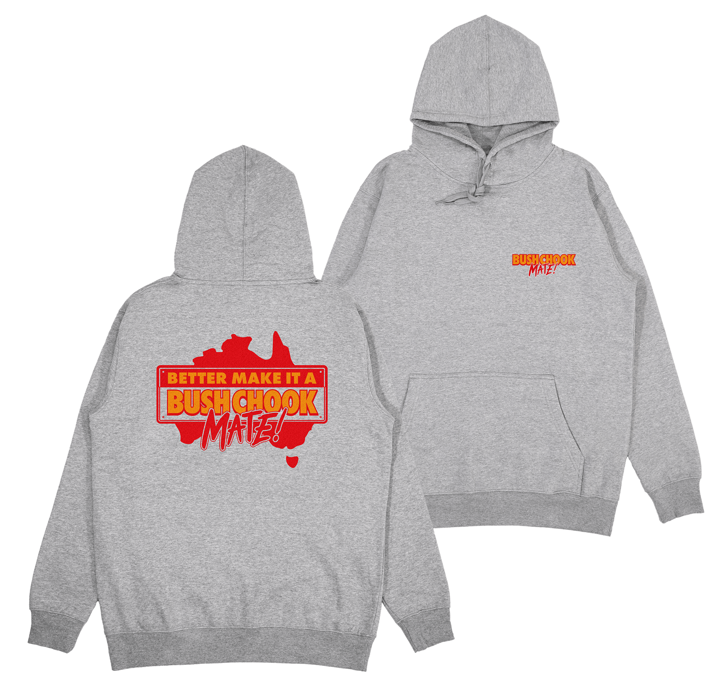 Bush Chook MATE! Hoodie Grey Hoodie Bush Chook