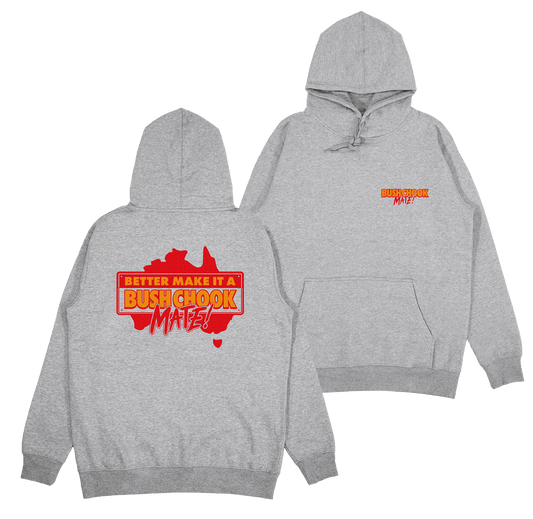 Bush Chook MATE! Hoodie Grey Hoodie Bush Chook