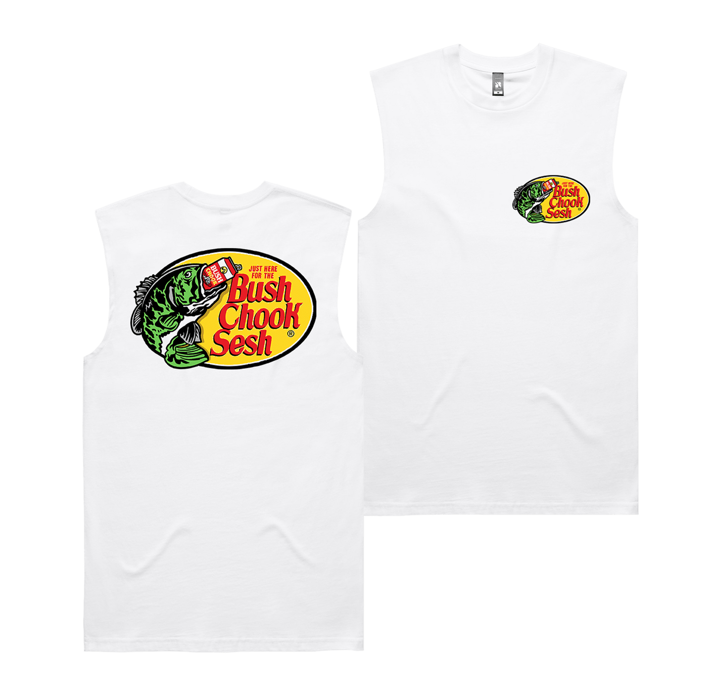Bush Pro Muscle Tee White Muscle Bush Chook