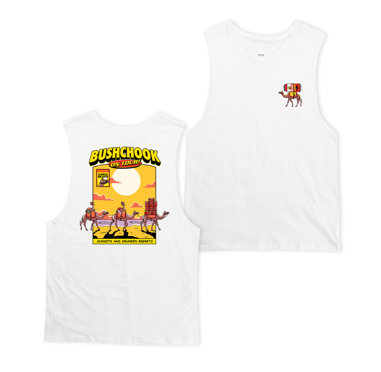 Cable Beach Muscle Tee White Muscle Bush Chook