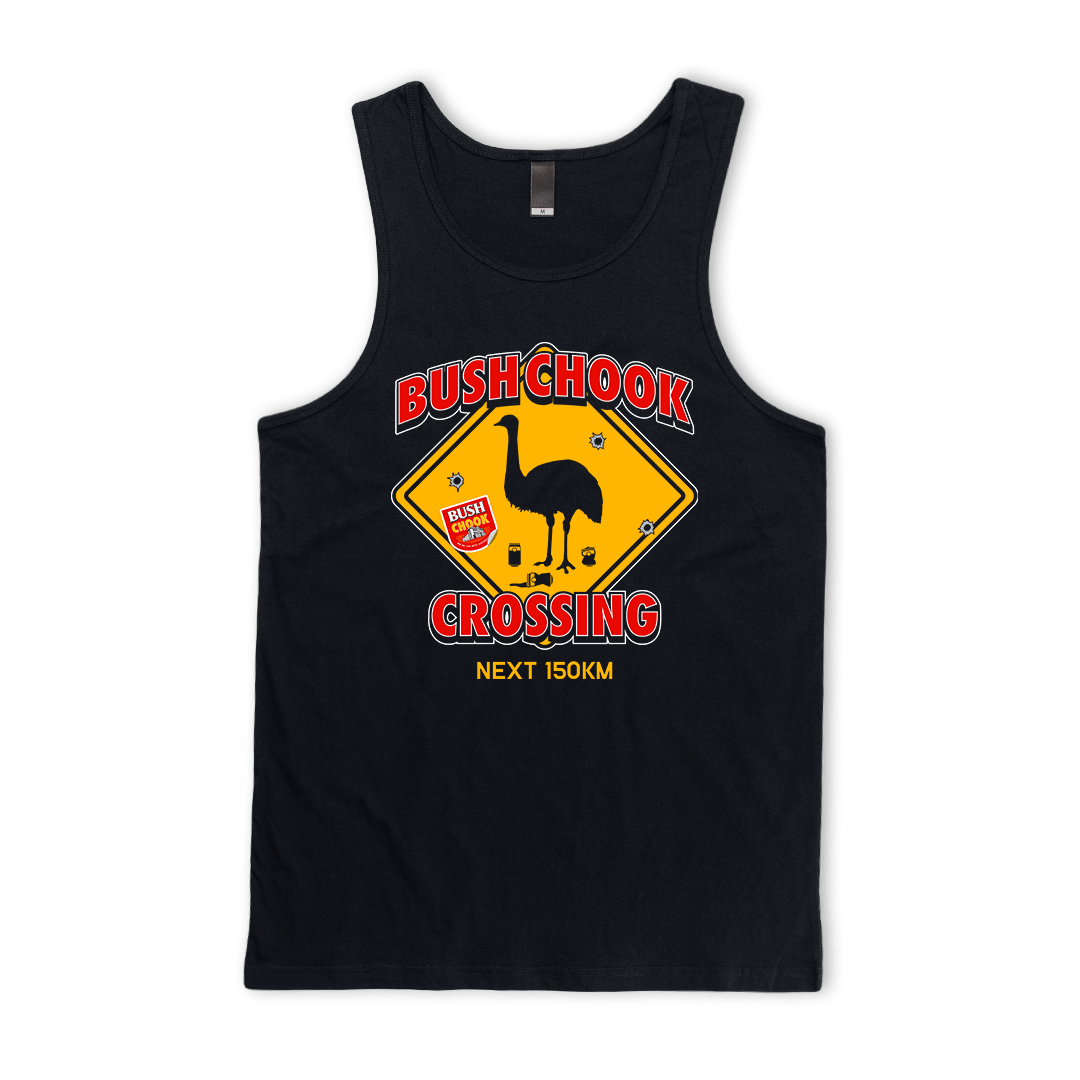 Chook Crossing Singlet Black Singlet Bush Chook