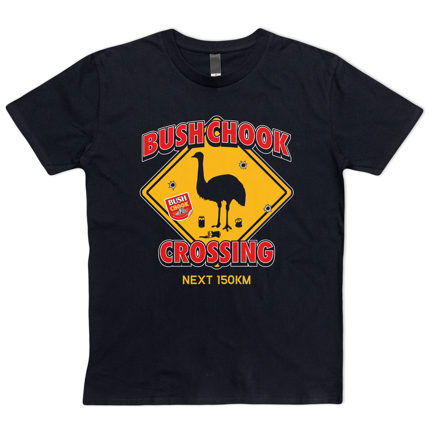 Chook Crossing Tee Black T-Shirt Bush Chook
