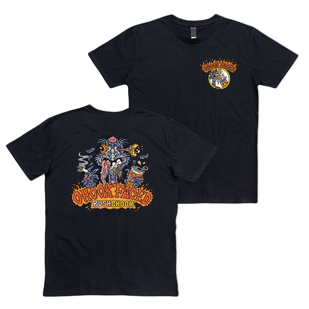 Chook Faced Tee Black T-Shirt Bush Chook