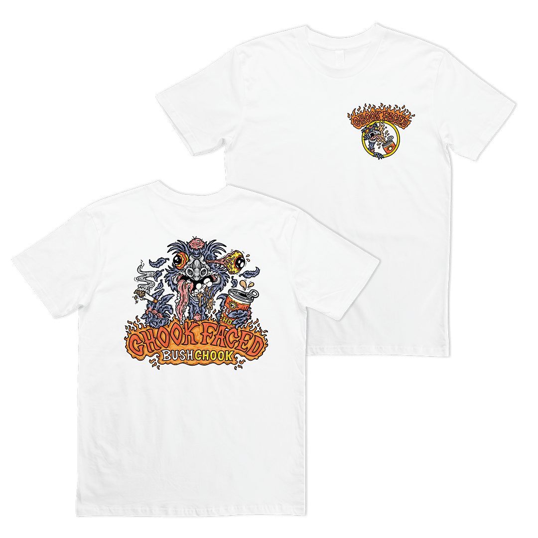 Chook Faced Tee White T-Shirt Bush Chook