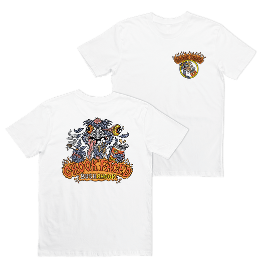 Chook Faced Tee White T-Shirt Bush Chook