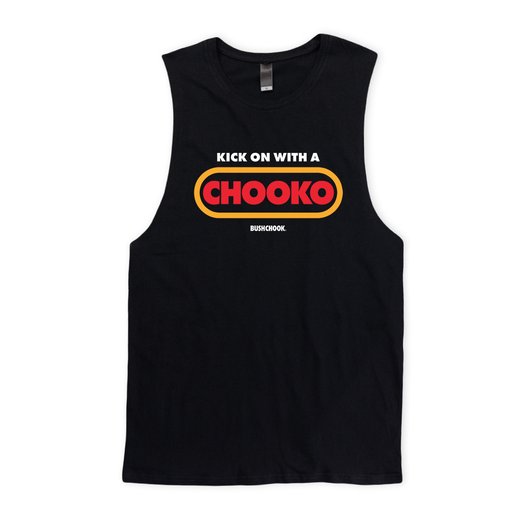 Chooko Muscle Tee Black Muscle Bush Chook