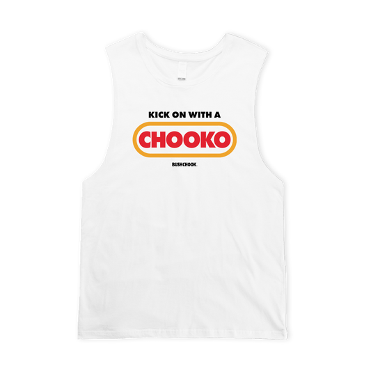Chooko Muscle Tee White Muscle Bush Chook