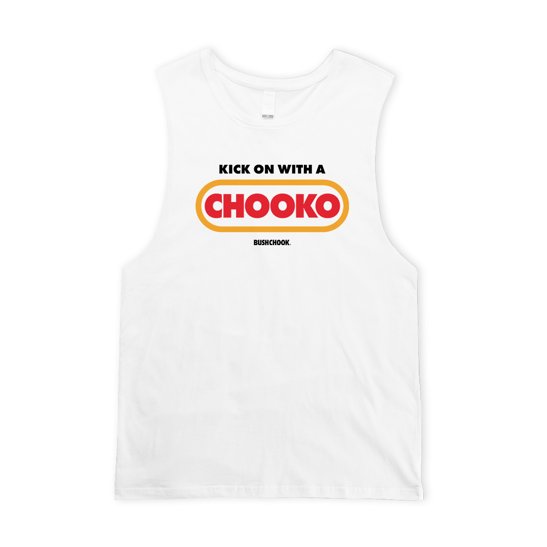 Chooko Muscle Tee White Muscle Bush Chook