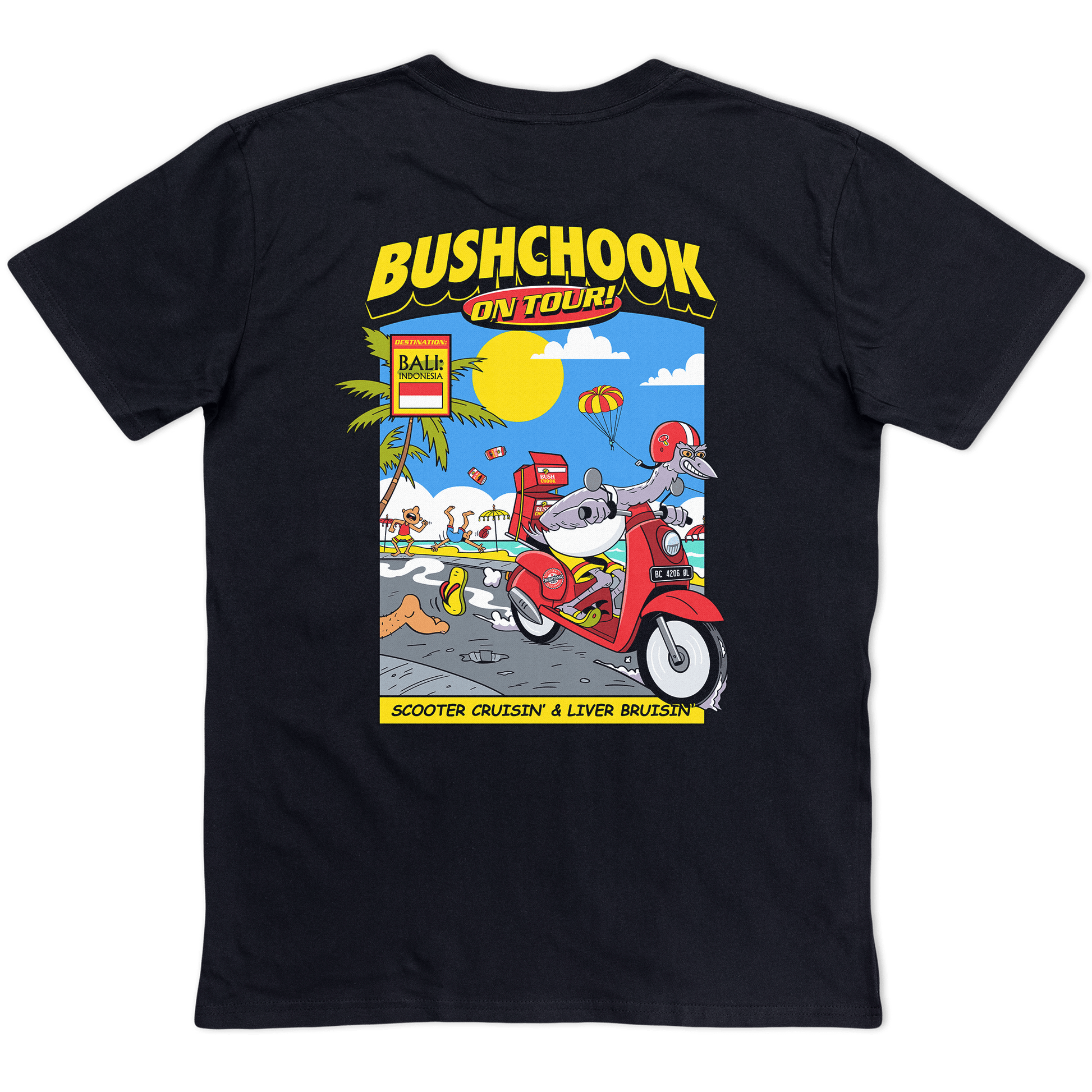 Chooks On Tour: Bali Tee Black Bush Chook