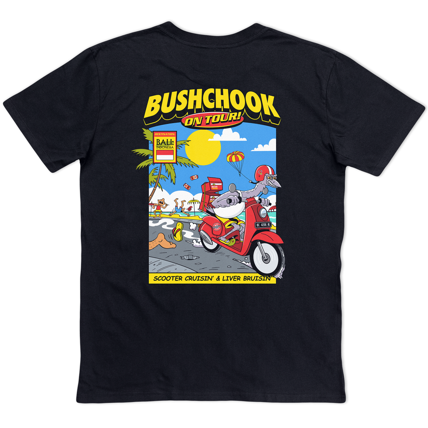 Chooks On Tour: Bali Tee Black Bush Chook