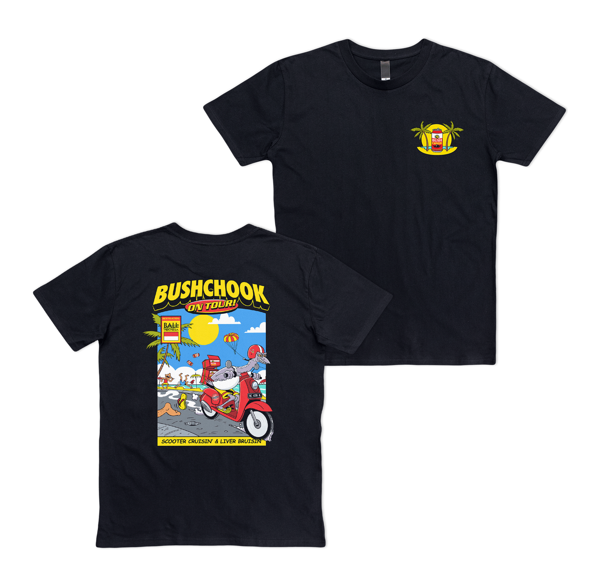 Chooks On Tour: Bali Tee Black Bush Chook