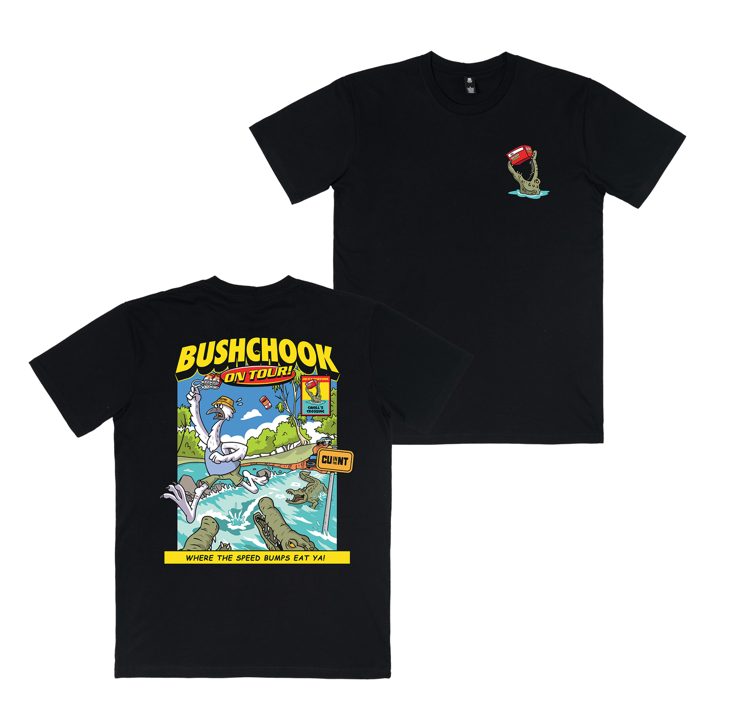 Chooks on Tour: Cahills Crossing Tee Black T-Shirt Bush Chook