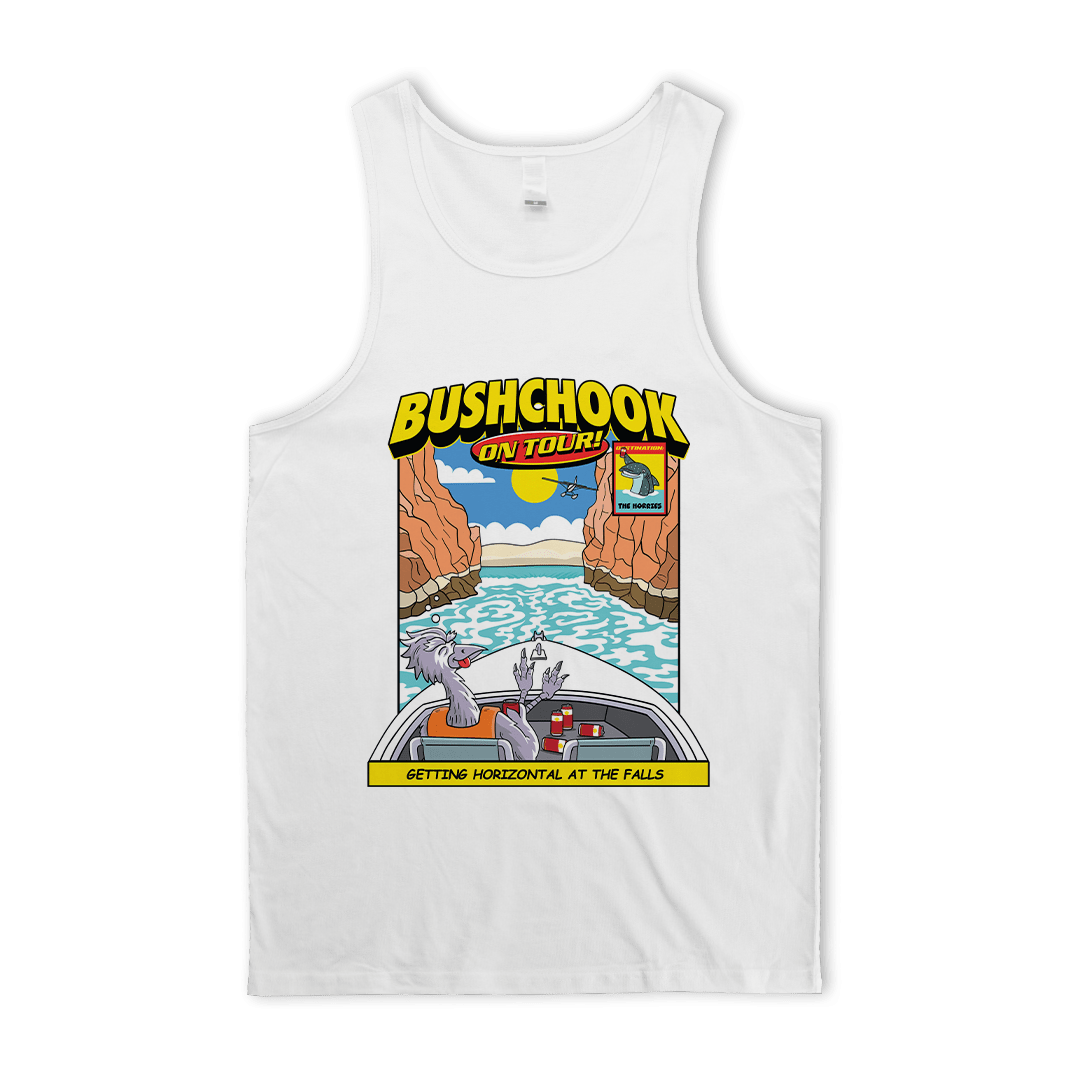Chooks On Tour: Horizontal Falls Singlet White Singlet Bush Chook