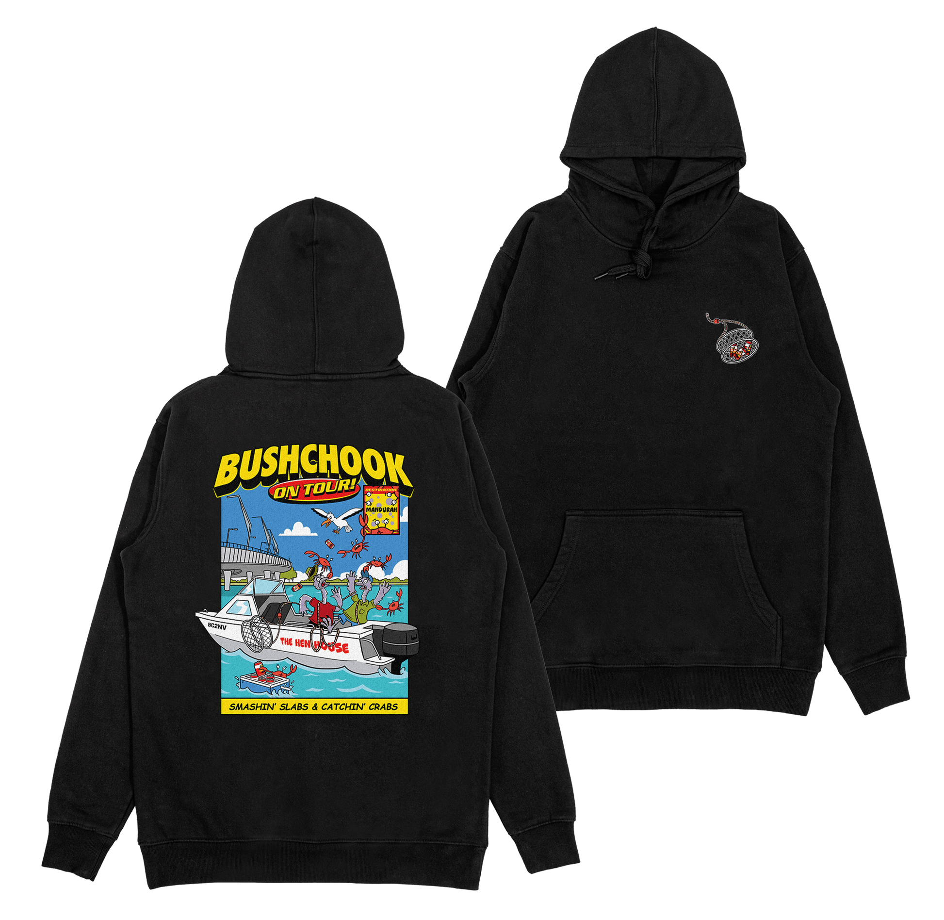 Chooks On Tour: Mandurah Hoodie Black Hoodie Bush Chook