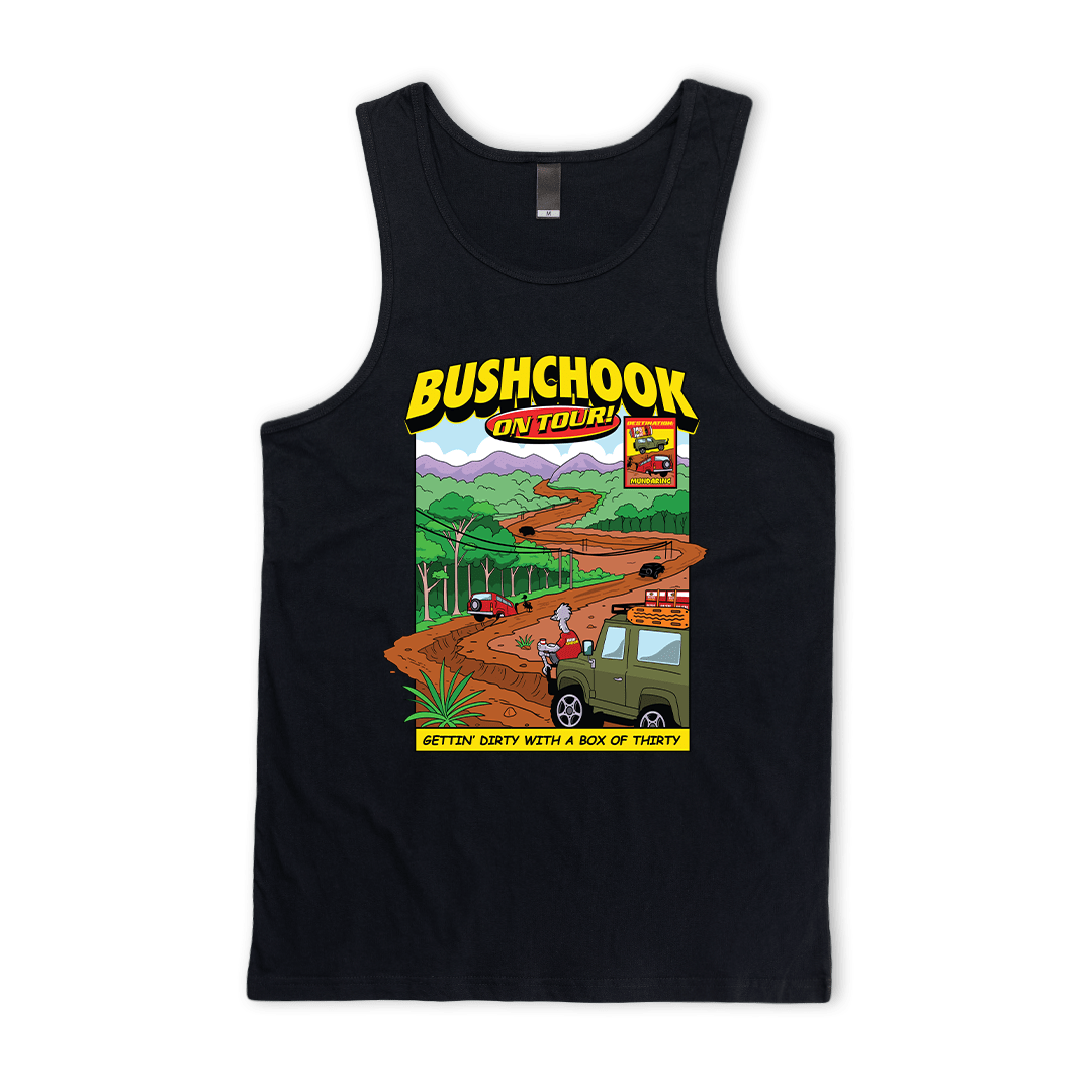 Chooks On Tour: Mundaring Singlet Black Singlet Bush Chook