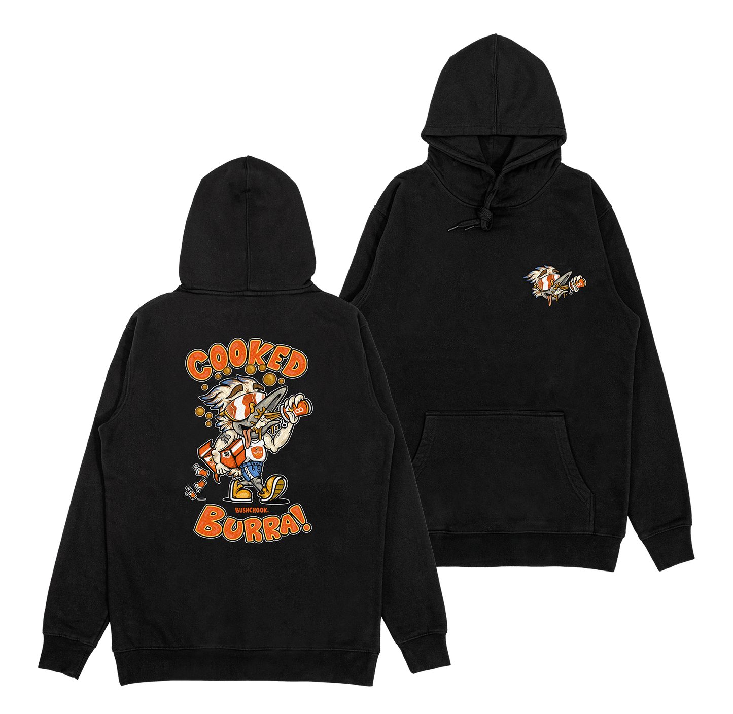 Cooked Burra Hoodie Black Hoodie Bush Chook