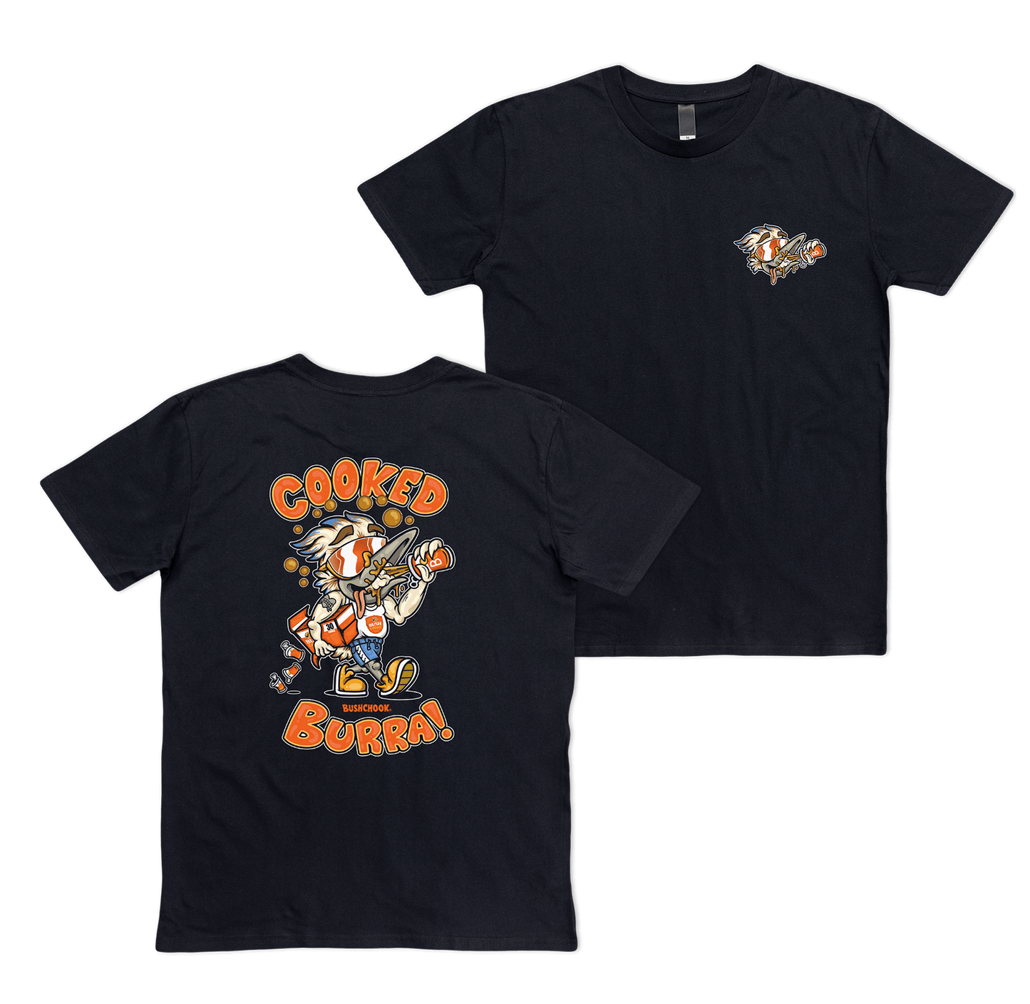 Cooked Burra Tee Black T-Shirt Bush Chook