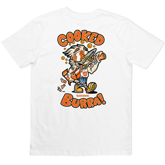 Cooked Burra Tee White T-Shirt Bush Chook