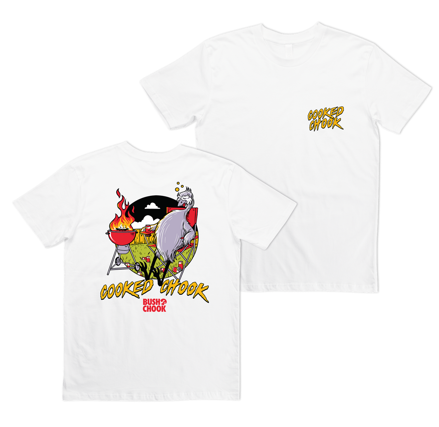 Cooked Chook Tee White Clothing Bush Chook