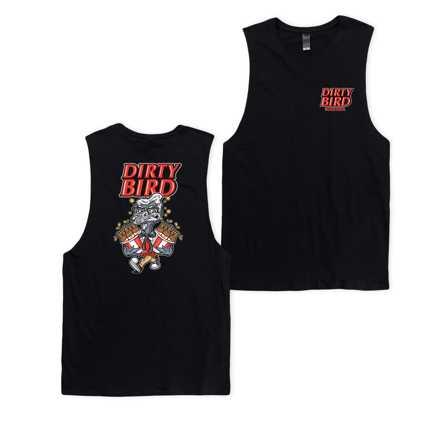 Dirty Bird Muscle Tee Black T-Shirt Bush Chook