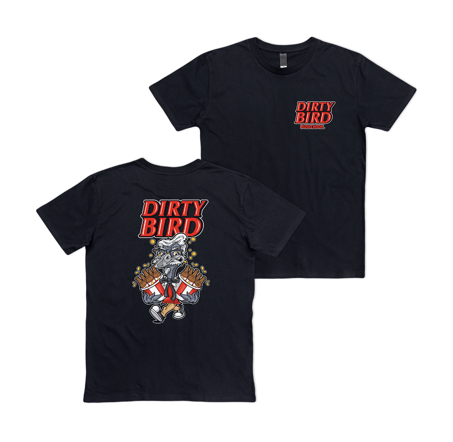 Dirty Bird Tee Black T-Shirt Bush Chook