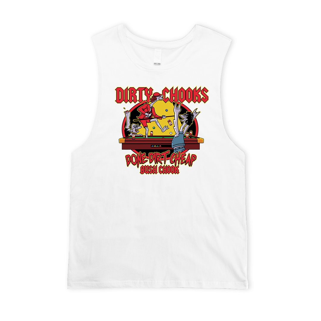 Dirty Chooks Muscle Tee White Muscle Bush Chook
