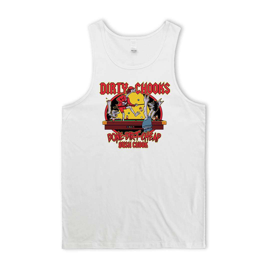 Dirty Chooks Singlet White Singlet Bush Chook