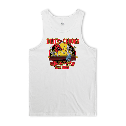 Dirty Chooks Singlet White Singlet Bush Chook