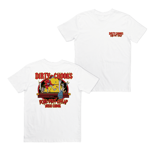 Dirty Chooks Tee White T-Shirt Bush Chook