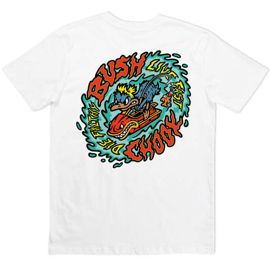 Fast & Filthy Tee White T-Shirt Bush Chook