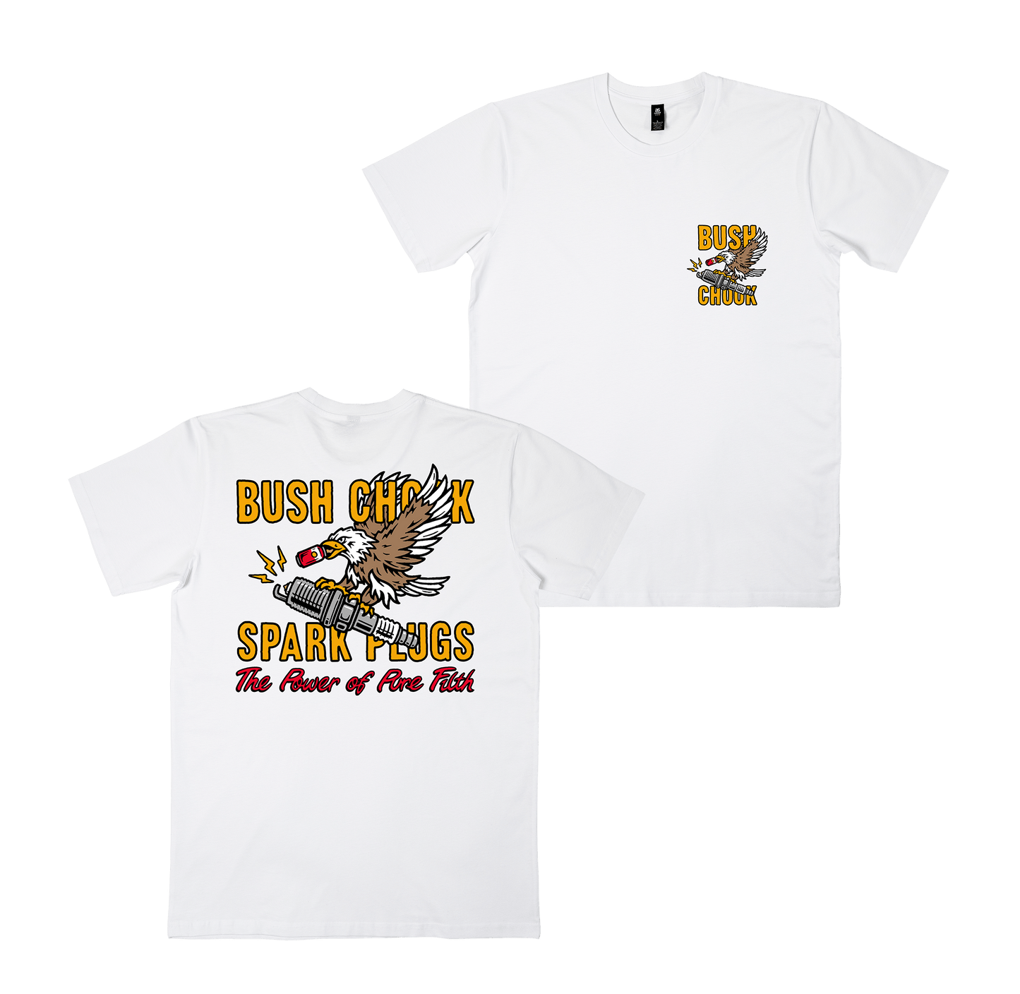 Filthy Plugs Tee White T-Shirt Bush Chook