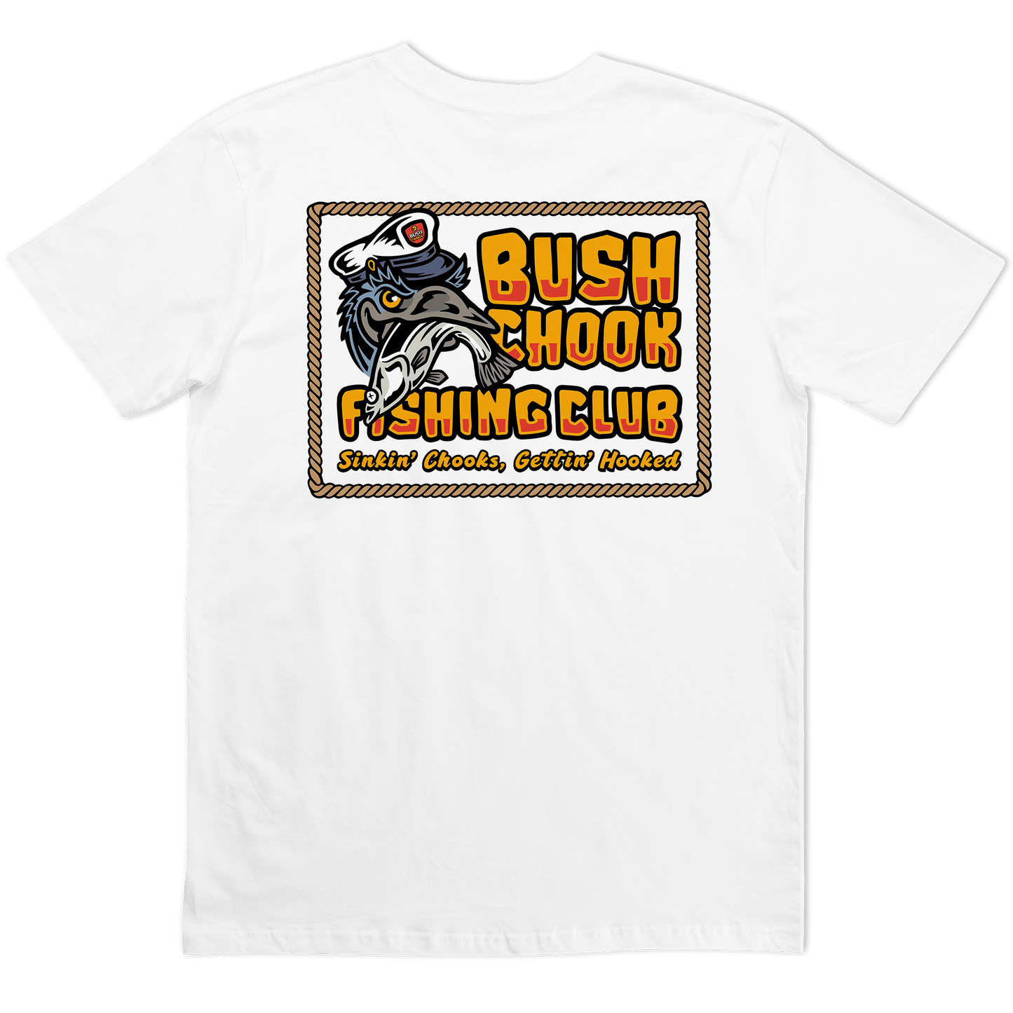 Fishing Club Tee White T-Shirt Bush Chook