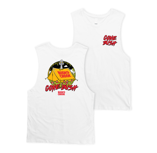 Gone Bush Muscle White Clothing Bush Chook
