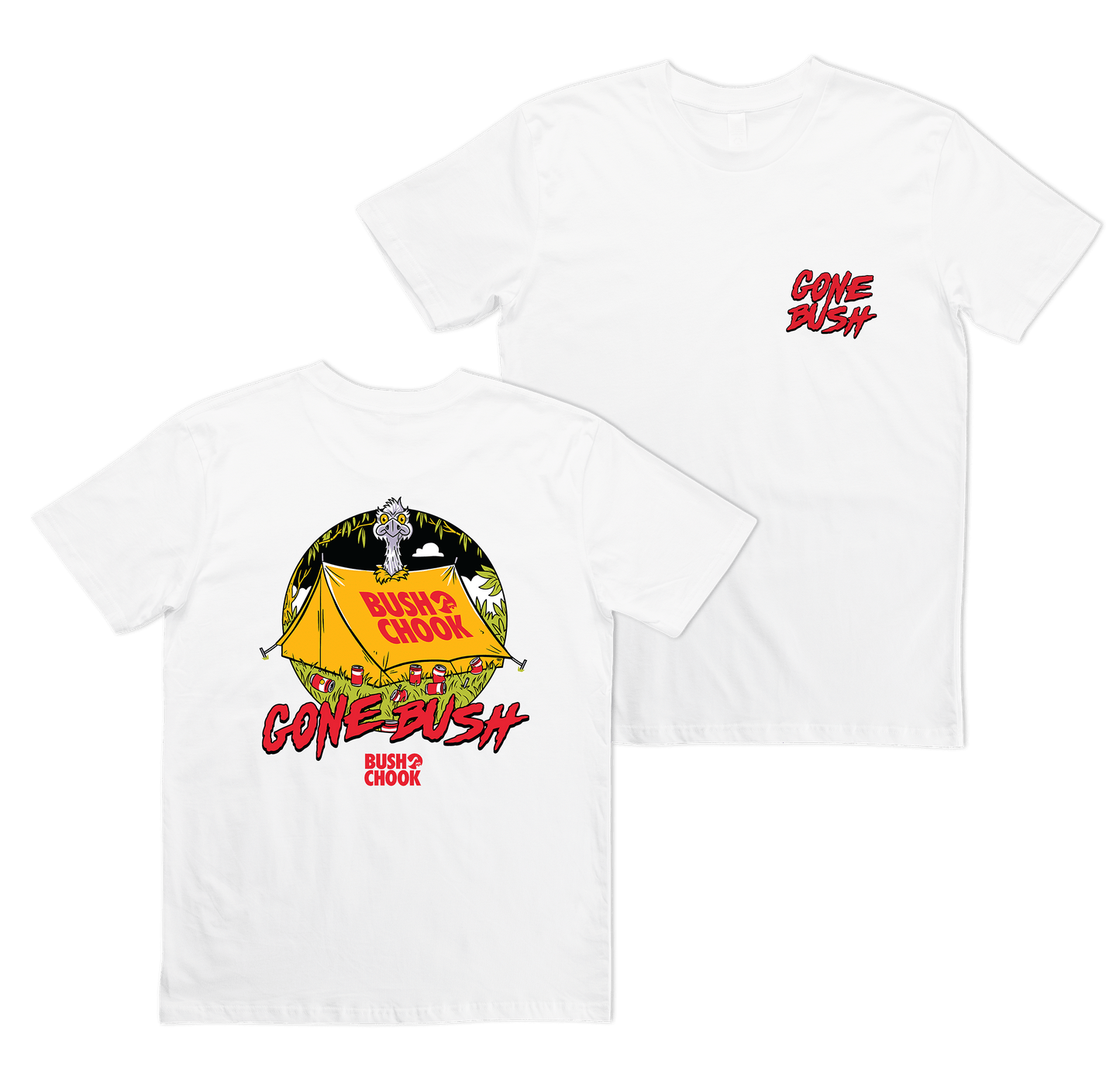 Gone Bush Tee White Clothing Bush Chook