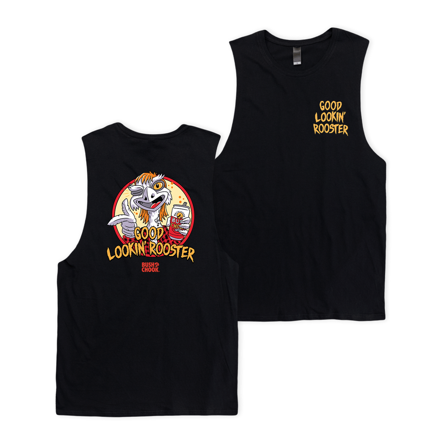 Good Lookin' Rooster Muscle Black Muscle Bush Chook