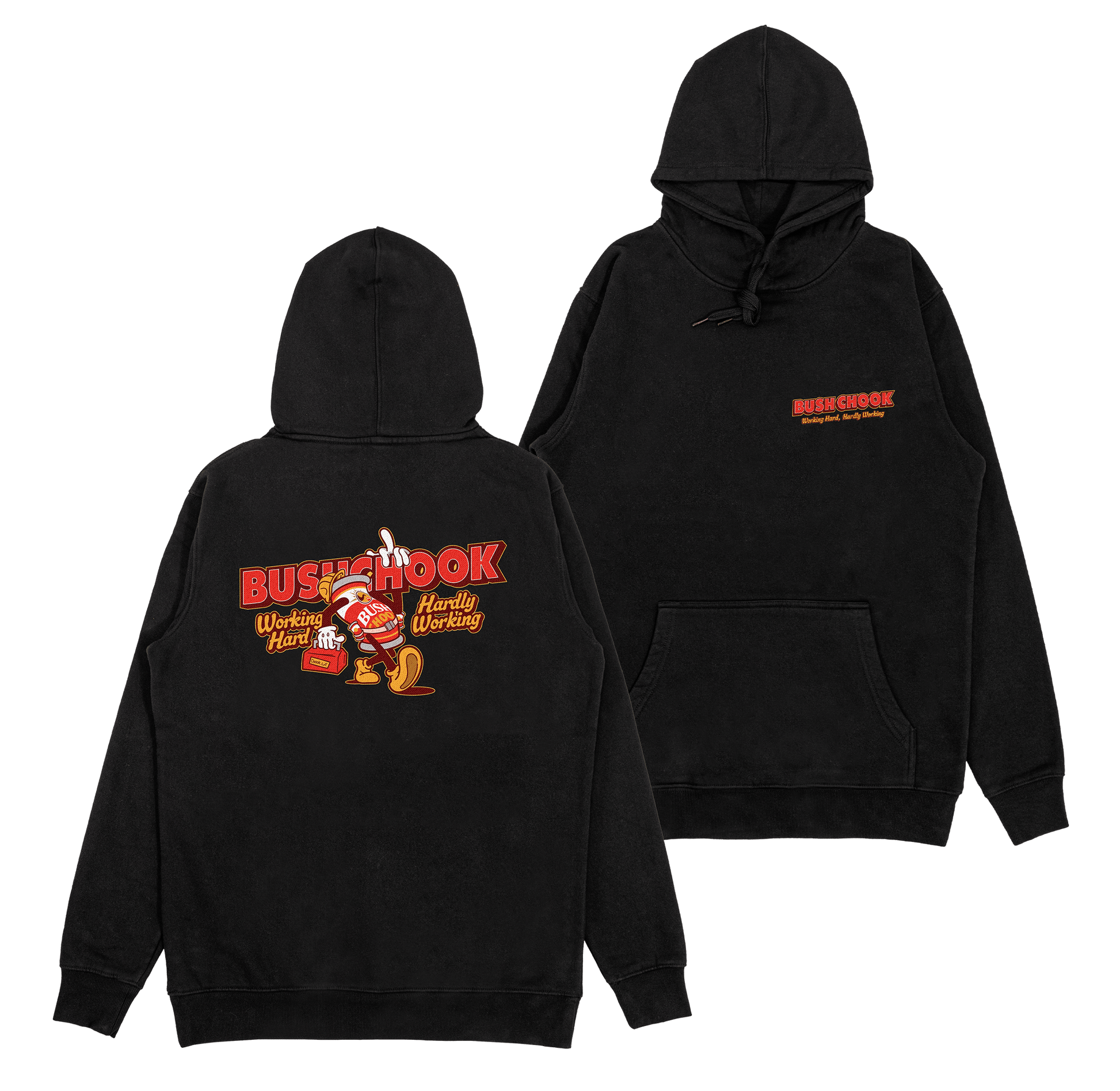 Hardly Working Hoodie Black Hoodie Bush Chook
