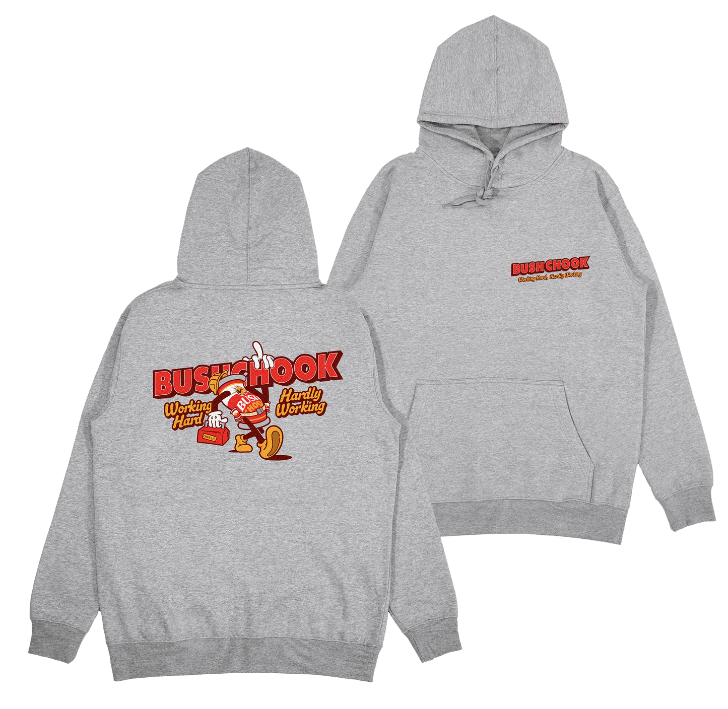Hardly Working Hoodie Grey Hoodie Bush Chook
