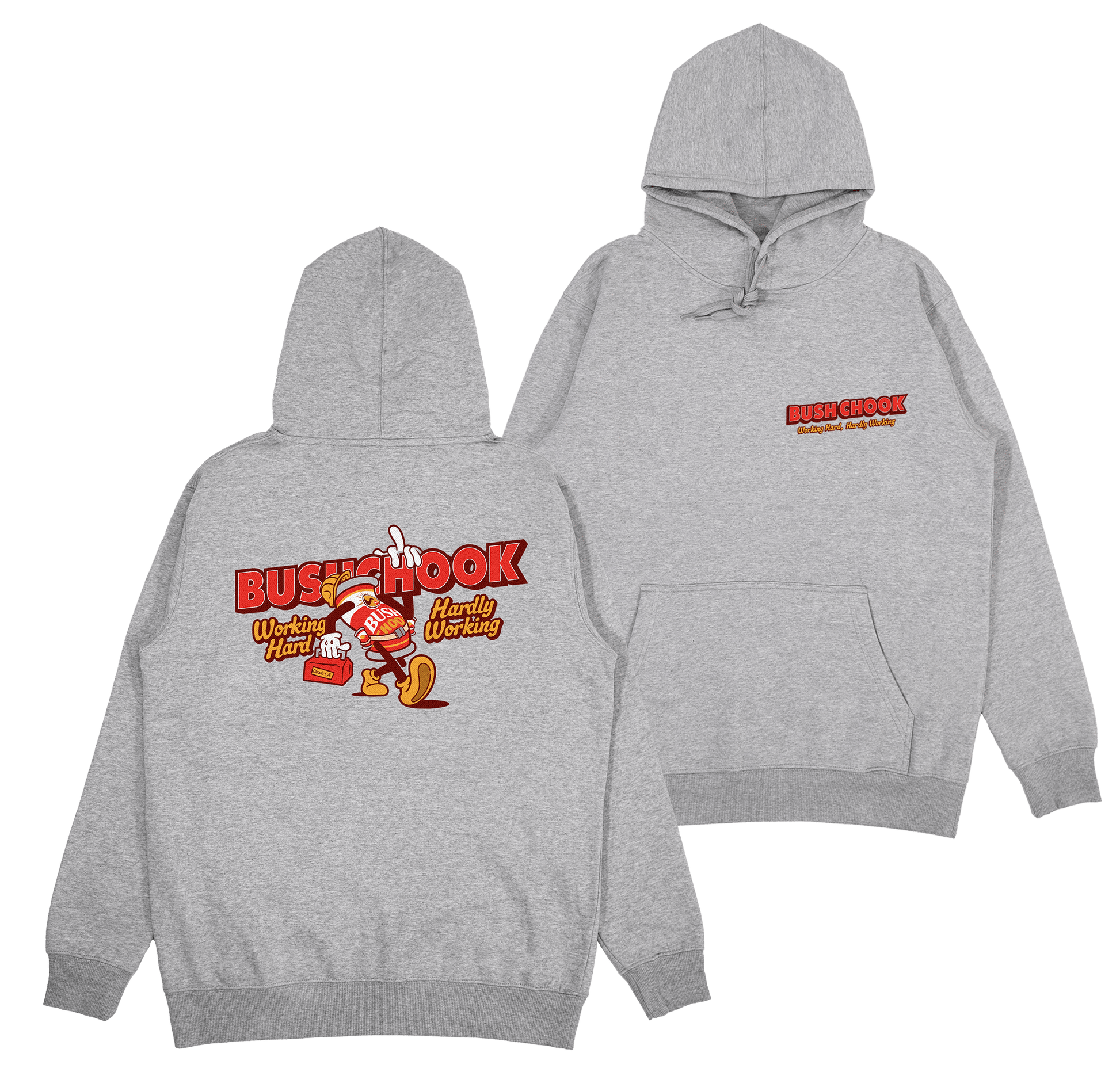 Hardly Working Hoodie Grey Hoodie Bush Chook