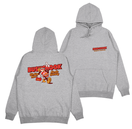 Hardly Working Hoodie Grey Hoodie Bush Chook