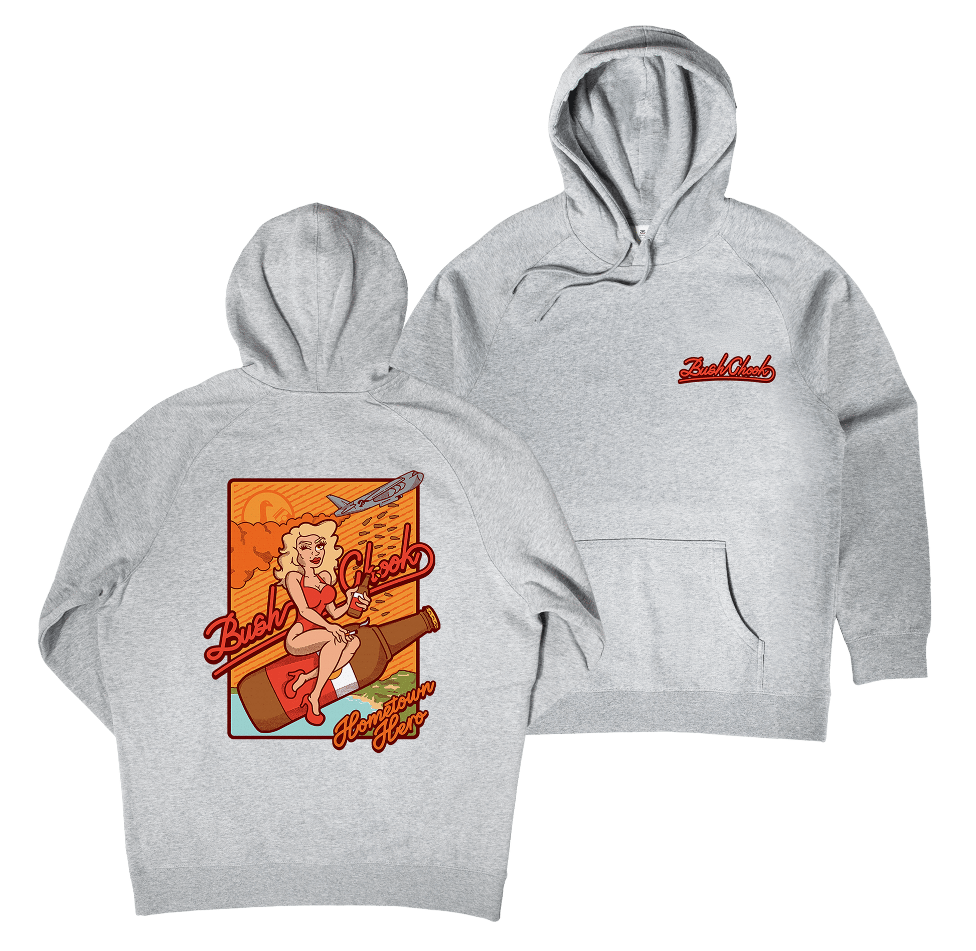 Hometown Hero Hoodie Grey Hoodie Bush Chook