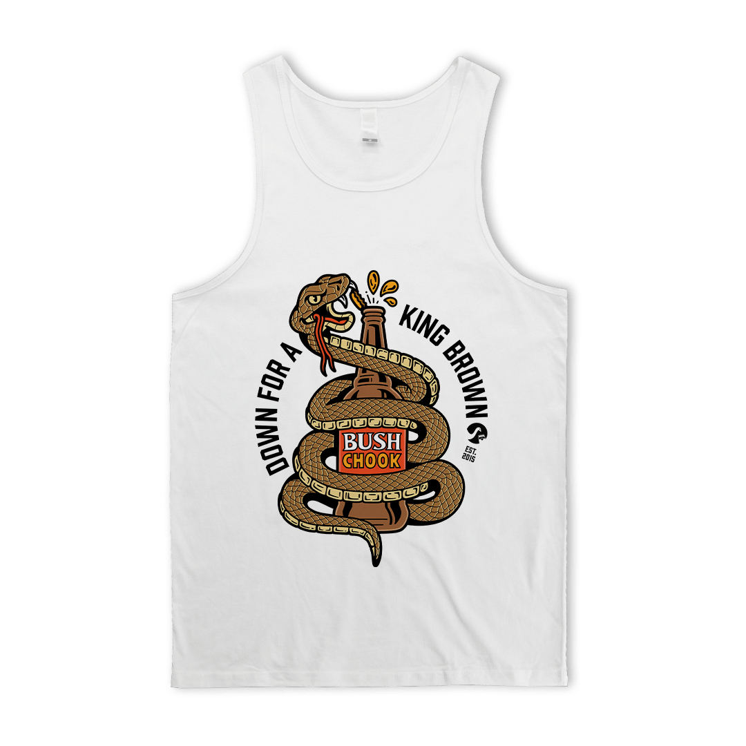 King Brown Singlet White Singlet Bush Chook