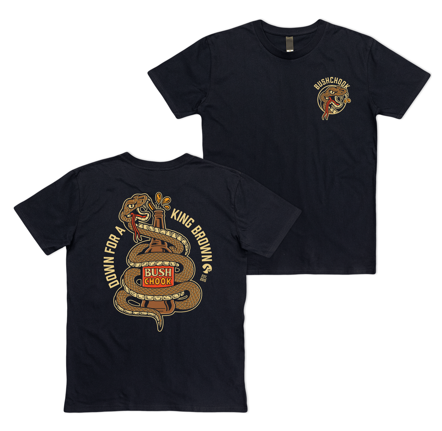 King Brown Tee Black T-Shirt Bush Chook