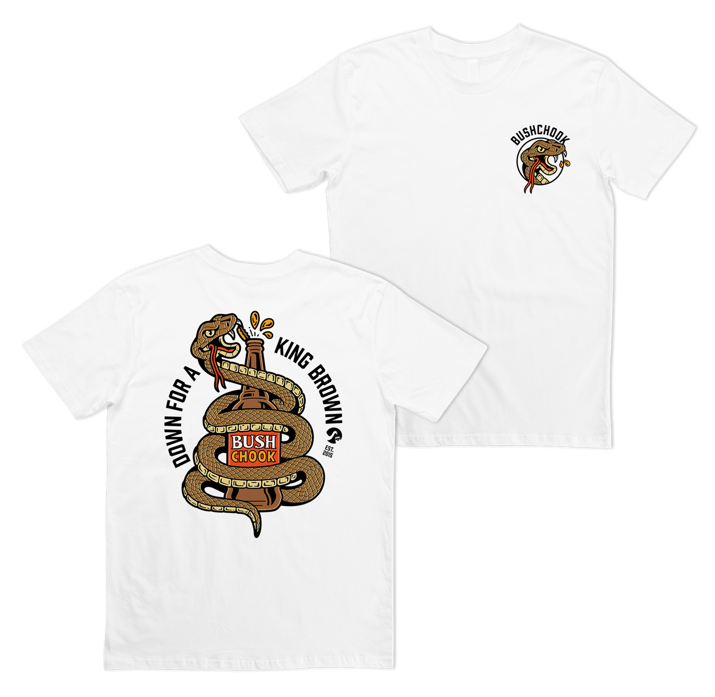 King Brown Tee White T-Shirt Bush Chook