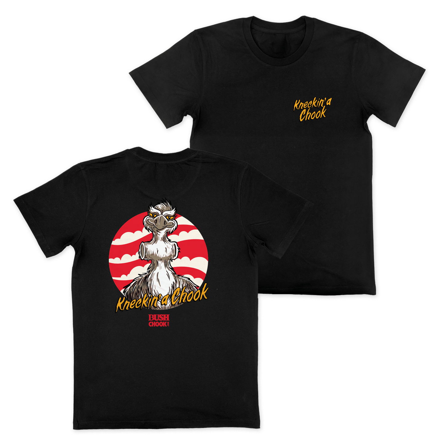 Kneckin A Chook Tee Black T-Shirt Bush Chook