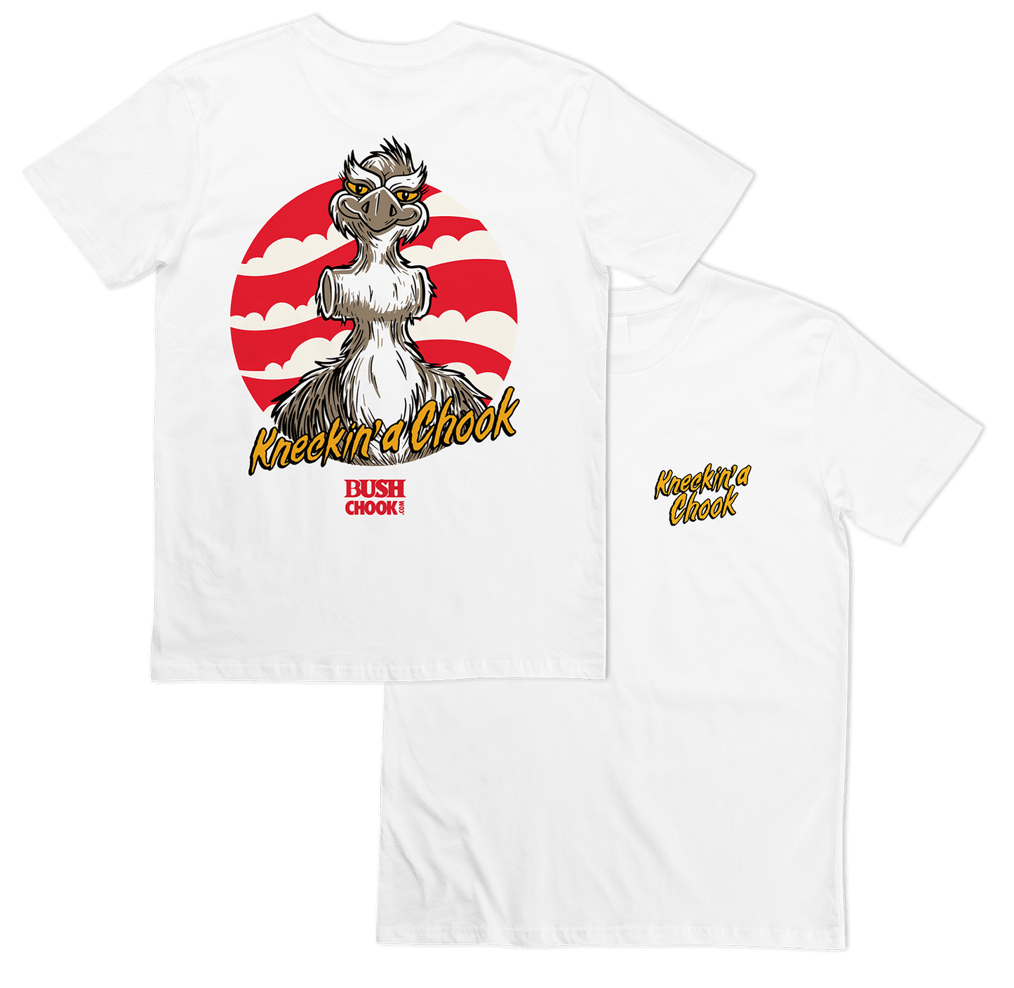 Kneckin A Chook Tee White T-Shirt Bush Chook