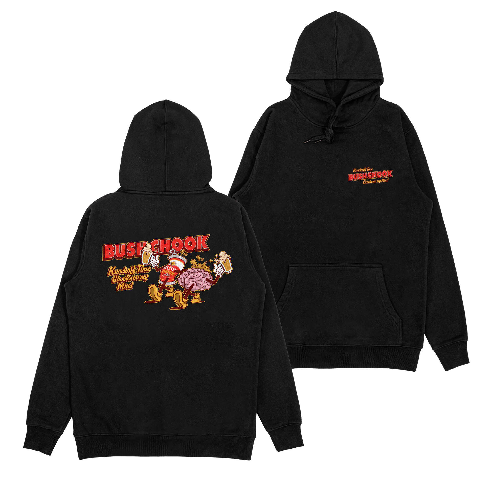Knock Off Time Hoodie Black Hoodie Bush Chook