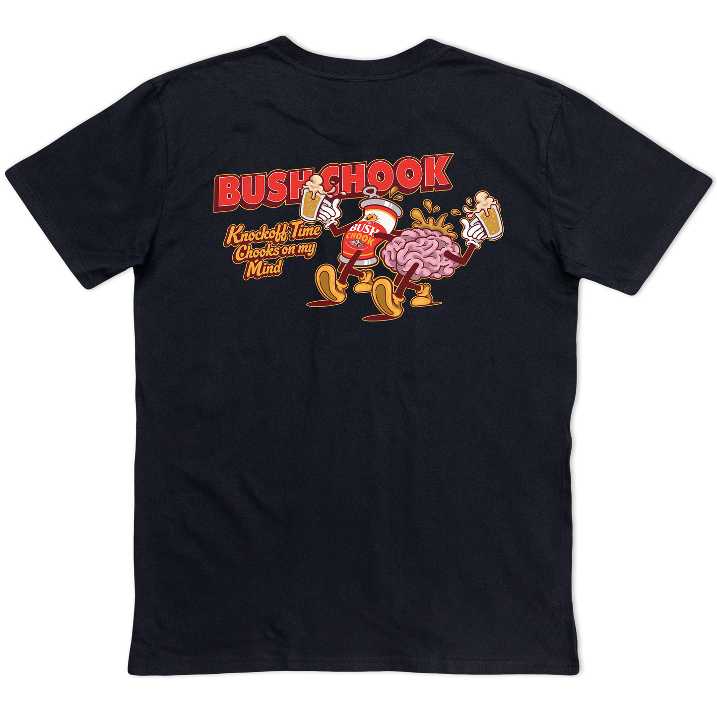 Knock Off Time Tee Black T-Shirt Bush Chook